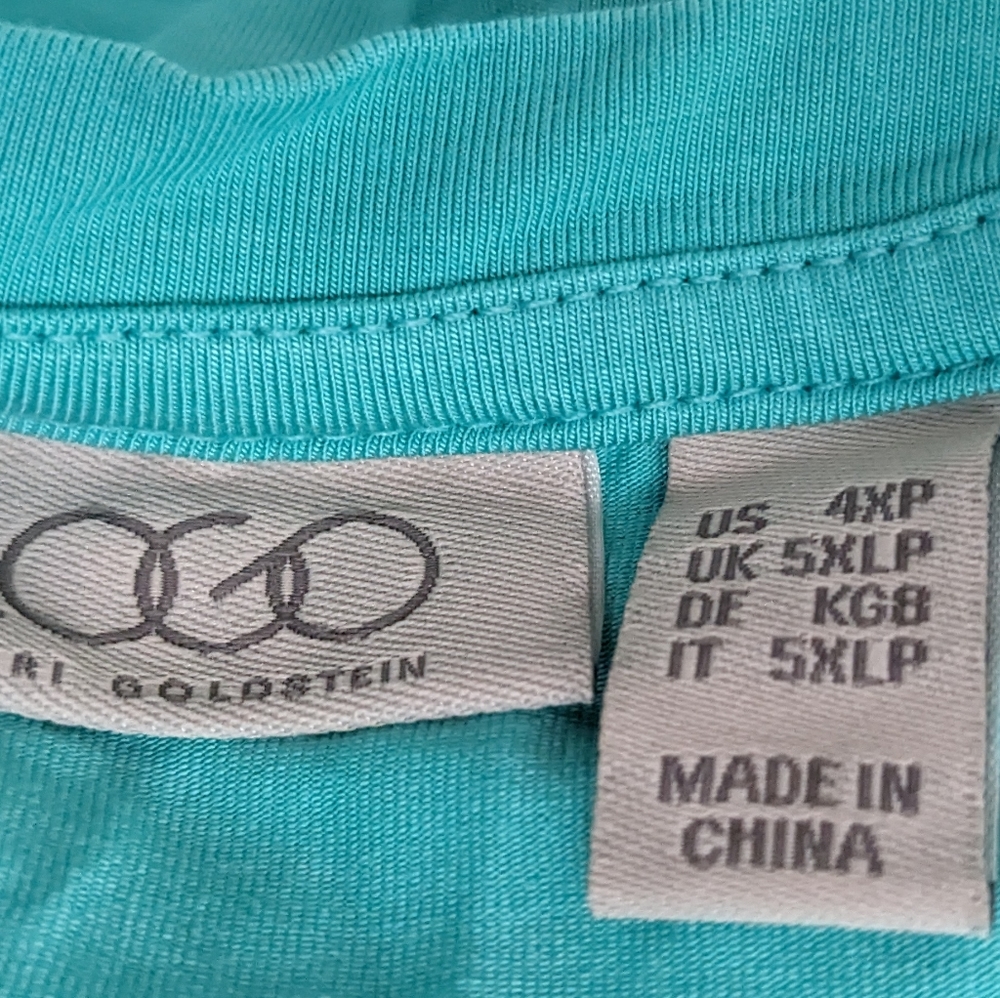 LOGO New Caribbean Sea Aqua Green Blue Midi dress with pockets 4X 4XP - Picture 6 of 7